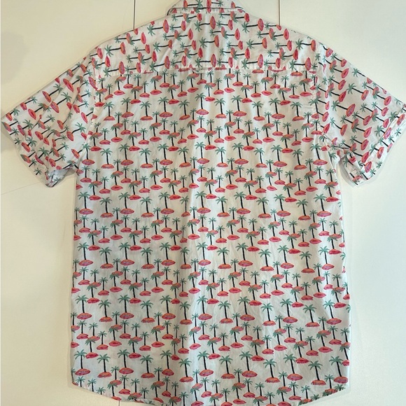 Thread & Cloth Men's L Button Up White Palm Tree Slim Fit Vacation Cotton - Picture 3 of 3